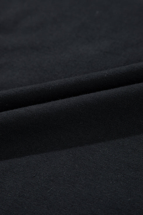 Black Paisley Print Crew Neck Loose Fit Tunic Tee